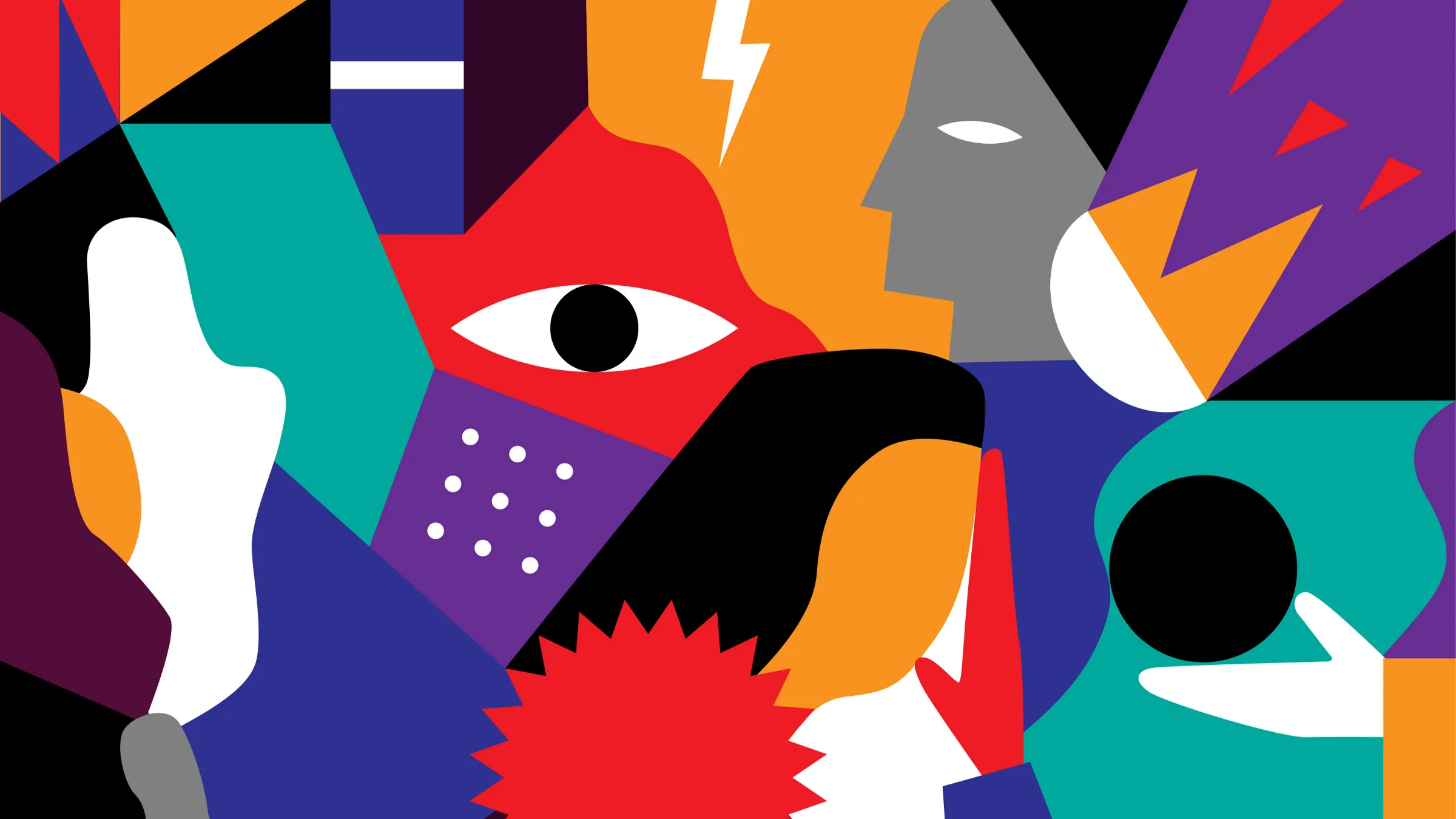 heads, abstract fantastic vector